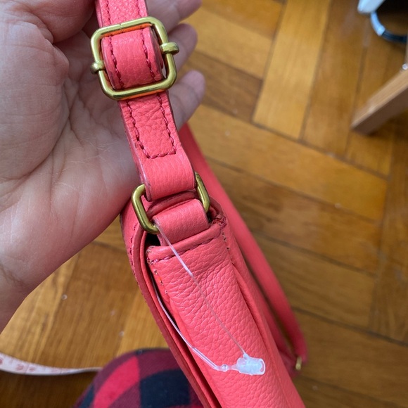 J. CREW HANDBAG TILLARY PURSE NEON CORAL LEATHER CROSSBODY - CLUTCH - Picture 9 of 10